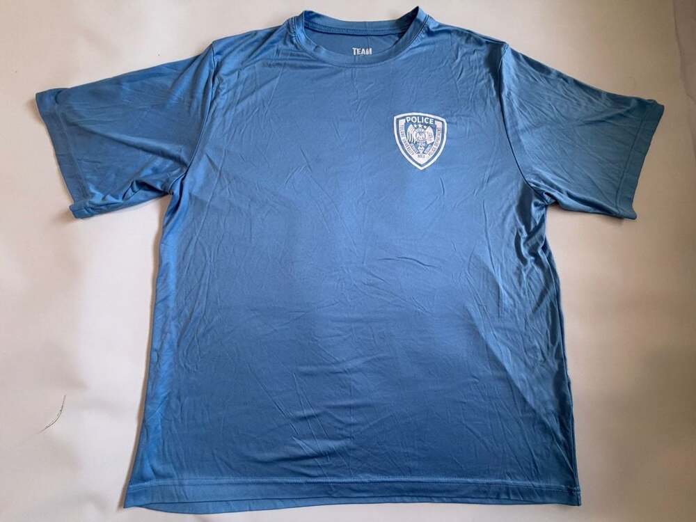 Team 365 Blue Police Graphic Performance T Shirt XL Sport Tech Y2K Mens